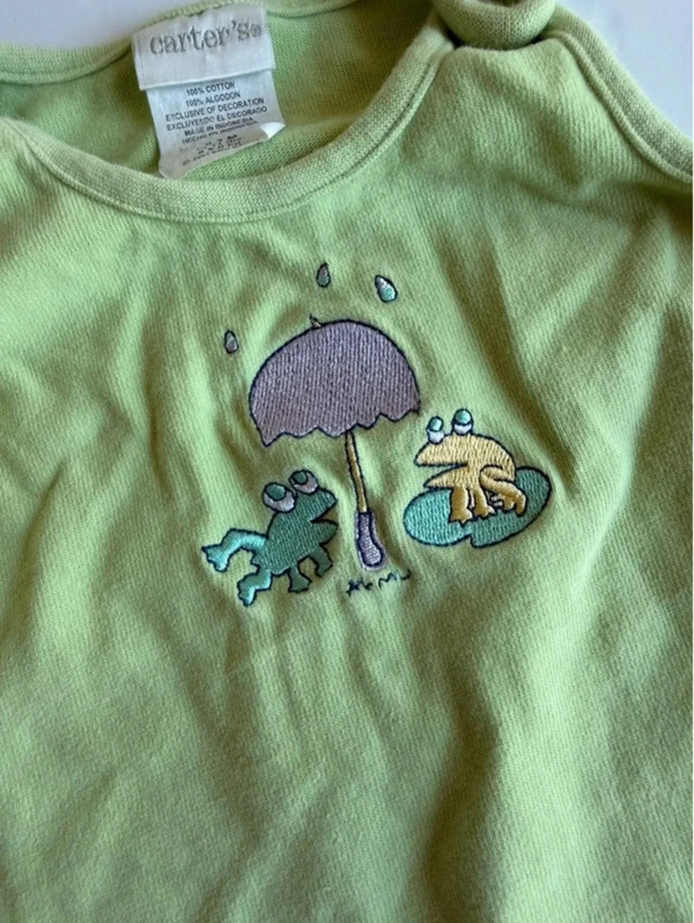 Vintage 2001 Carter's Frogs & Umbrella Emu Namae Sleeveless Footed Sleeper 0-3M